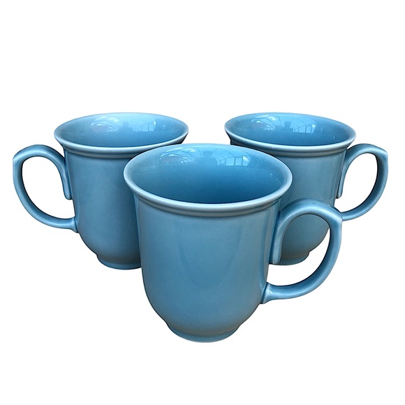 THRESHOLD Wellsbridge Set of 3 Aqua Stoneware Porcelain Discontinued Coffee Mug - Picture 1 of 10